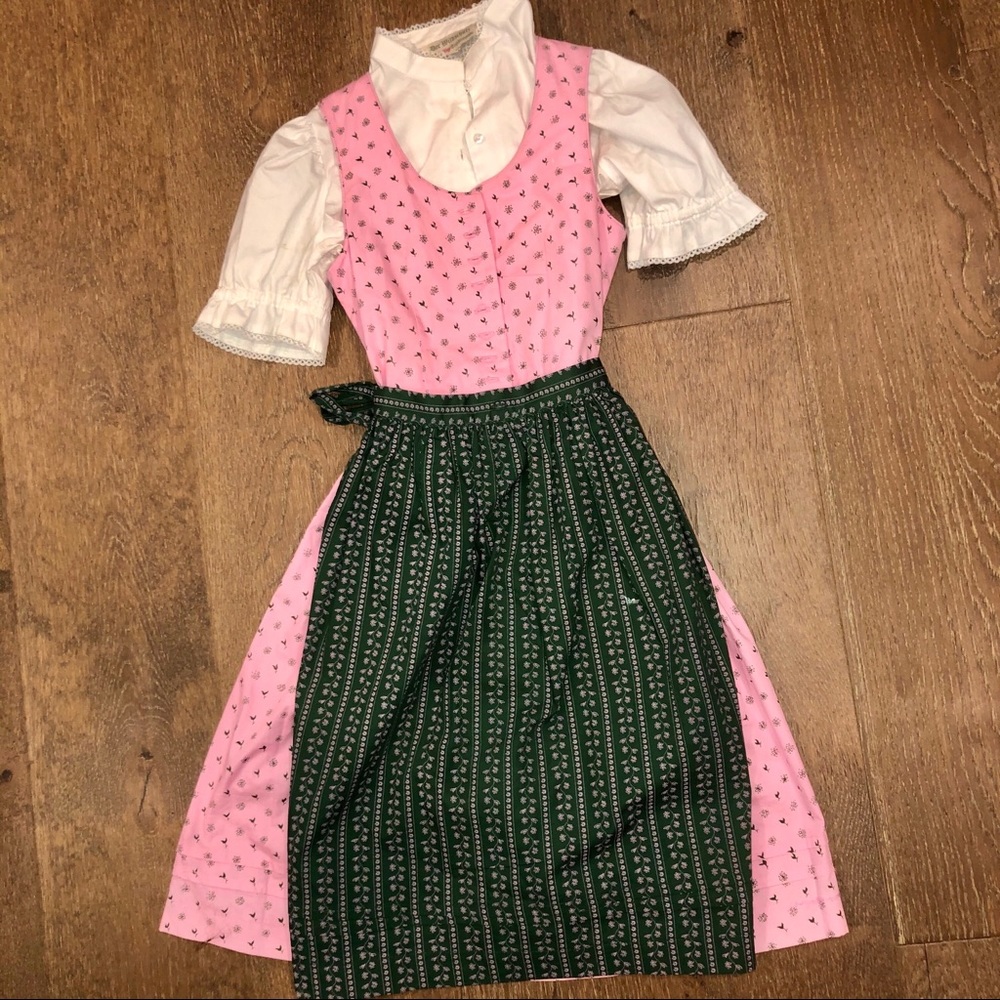 Pink & green Austrian Girl costume dress